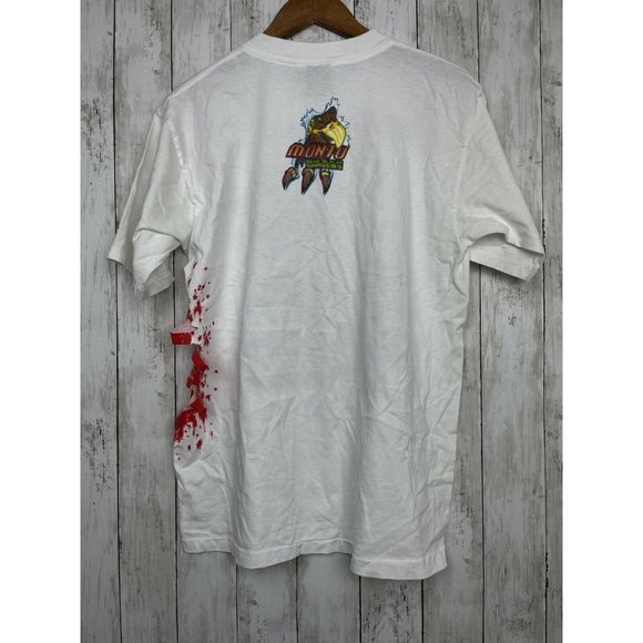 Vintage Busch Gardens Montu T Shirt Large 1996 Extremely Rare Eagle Claw Rib Rip - Picture 2 of 8